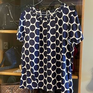 Boden short sleeved silk blouse with shirred neckline